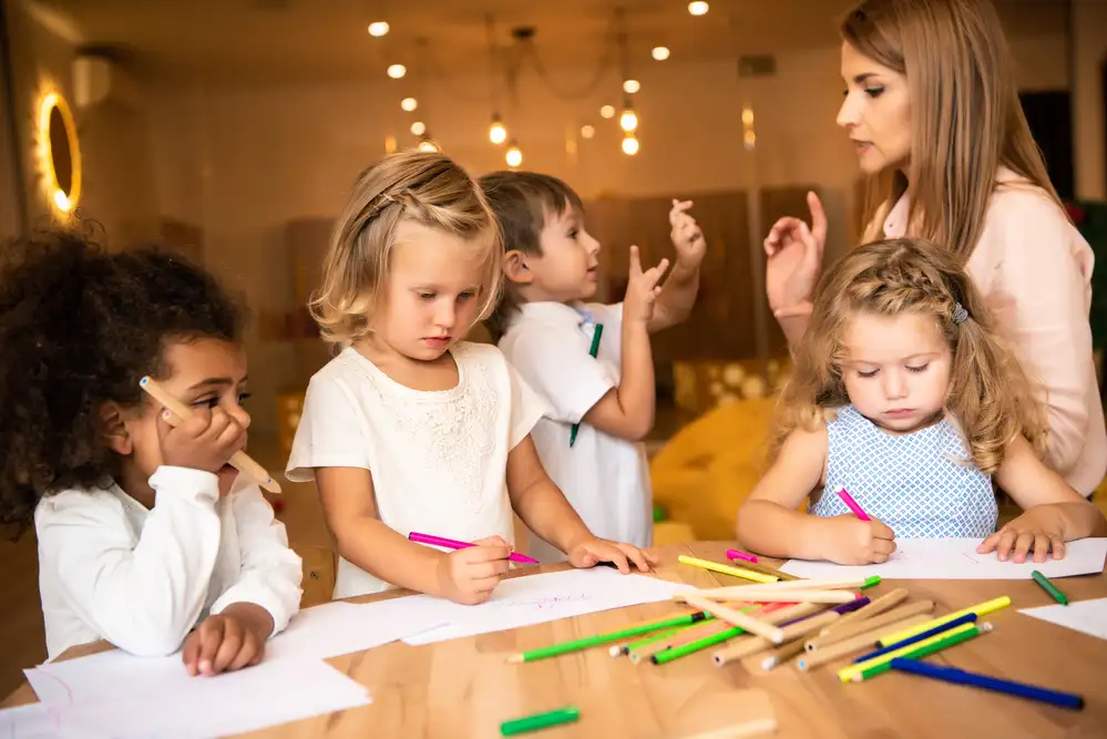 Happy children learning and playing at a preschool classroom in McKinney, TX