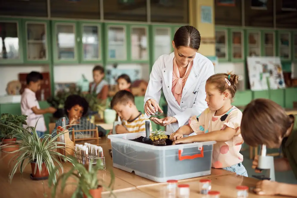 Children engaged in early STEM activities at Stonebridge Academy McKinney TX